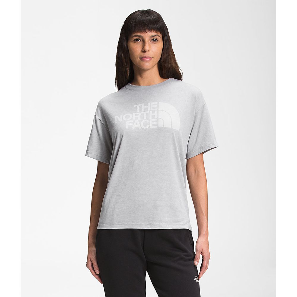 The North Face T-Shirts Womens Australia - The North Face Short Sleeve Half Dome Tri-Blend Light Gre